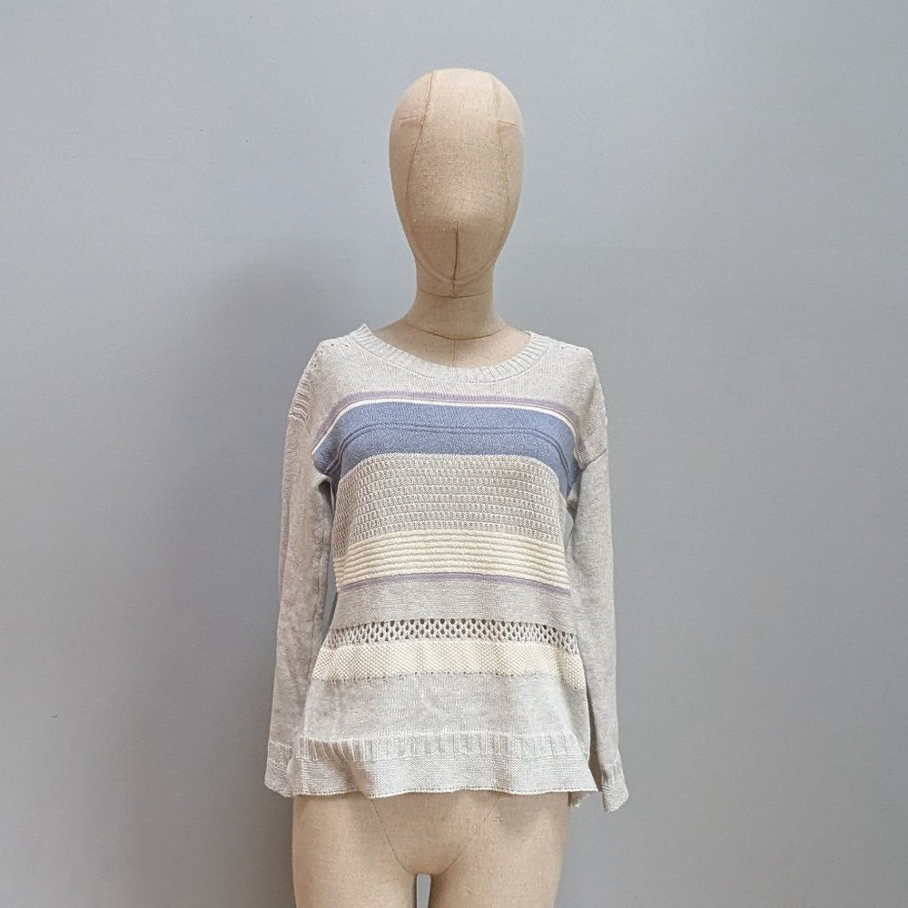 Comme Ca Ism × Onigiri Gray Striped Knit Sweater